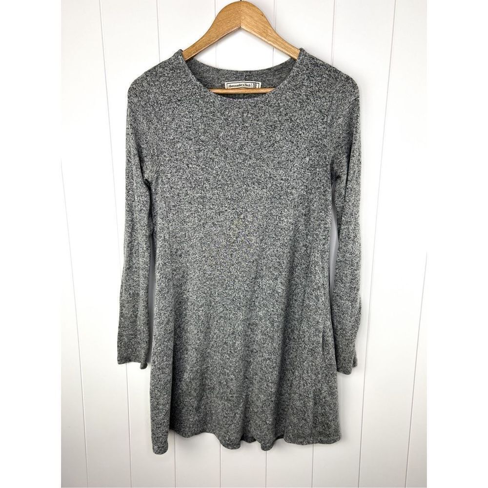 Abercrombie & Fitch Grey Marled Crewneck Long Sleeve Dress Casual Minimalist XS